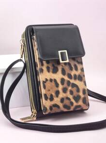 New Messenger Bag Multi-Function Large Capacity Double Zipper Mobile Phone Wallet Fashion Simple And Delicate Graphic Print Leisure Vacation Dating Cheetah Print Leopard Print Wallet Purse Wallet