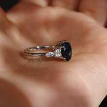 925 Silver Exquisite Vintage Promise Ring Suitable For Marriage,Engagement, Banquet, Birthday And Anniversary Gift For Her - Black - View 2