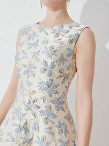 Luxury Jacquard Weave Sleeveless Party Dress For Women, Wedding Guest Dress, Prom Dress