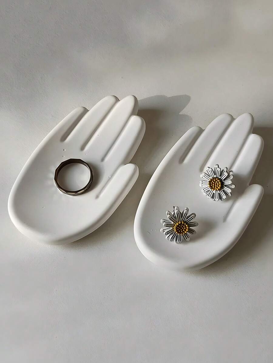 DIY 3D 棕榈烛台树脂铸造模具、蜡烛装饰托盘、石膏硅胶模具、粘土家居装饰 - 白色矽膠模具 - 查看 1