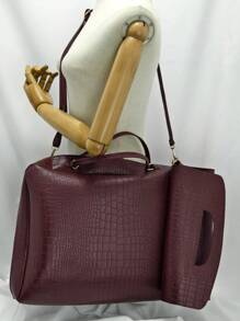 鳄鱼印花女士背包大容量单肩包，时尚组合设计，多功能斜挎包，可装手机和笔记本电脑