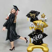 2025 Graduation Theme Aluminum Foil Balloon Set, Large Stand Base Graduation Cap, Owl Graduate, Diploma, Graduation Ceremony, Campus Graduation Party Decorative Floating Helium Balloons