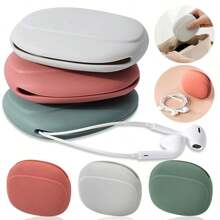 Siliconen oortelefoon opbergtas, compacte draagbare portemonnee datakabel organizer box bedrade oortelefoon siliconen etui, voor koptelefoons, sleutels, lippenstift, USB-kabels, kleine accessoires