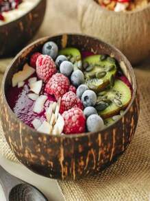 1 pieza de bol de concha de coco natural vietnamita, reutilizable, usado para desayuno, cocina, yogurt, avena, ensalada y postres - Multicolor - Ver 5