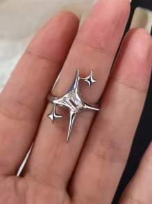 1-11pcs Goth Punk Retro Red Crystal Heart Cross Geometry Asymmetric Open Ring Set Y2K Accessories For Women Kpop Jewelry - Red - View 9