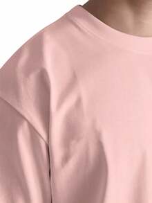 Basic Cotton T-Shirt With Round Neck, Moon And Solar Eclipse Design - Pink - View 3