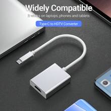NADODO Type-C 转 HDTV 适配器 4K@30Hz USB C 转 HDTV 母头转换器即插即用 C 转 HDTV 适配器 Thunderbolt 3 兼容 Iphone 15/16 系列、Pro/Air、Galaxy S21 S20、Surface、ASUS 等兼容 MacBook - 銀色 - 查看 10