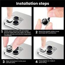 白色 - IP-Hone 16 Pro/IP-Hone 16 Pro Max 相机镜头盒，带闪光彩色金属环装饰 - 钢化玻璃屏幕保护膜 - 白色 - 查看 4