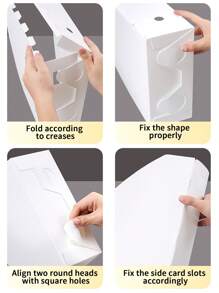 1 件白色简约 DIY 桌面书架、折叠式单柱书架、透明文件架、宿舍整理器、学校用品、返校 - 彩色 - 查看 4