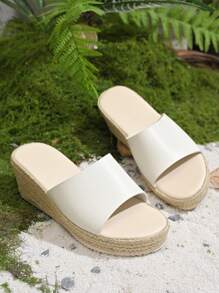 Women's Vacation Platform Sandals, Single Strap Espadrille Wedge Heel,Wide Fit