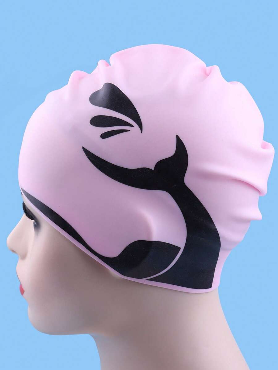 SHENYU 1pc Fish Tail Pattern Swim Cap, Beach Essentials, Beach Accessories, Pool Float - Pink - View 1