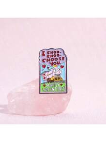 1pc Cute 'I Choo-Choo-Choose You' Retro Cartoon Badge Valentine Brooch Dress Accessories Pin For Clothes Bag Charm School
