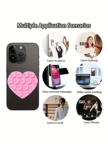 Soporte de teléfono con ventosa de silicona, ventosa de mariposa de doble cara, ventosas universales para teléfono, accesorio impermeable de manos libres con sujeción en los dedos para espejo, ducha, vibración, video y selfie compatible con iPhone y Android