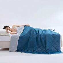 1pc Oversized Cooling Blanket Suitable For Hot Sleepers, Double-Sided Design Breathable Comfy Cooling Mat, Lightweight Soft Cool Quilt For Summer Sleep - Blue - View 2
