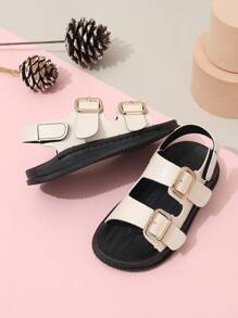 1 Pair Summer New Baby Sandals, Fashion Hook And Loop Sports Flat Beach Shoes