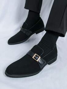 Casual Men's Pointed Toe Slip-On Loafers, Summer Korean Fashion Designer Style Low-Top Leather Shoes - Black - View 11