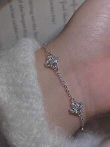 1pc Delicate Four Leaf Clover Bracelet Ladies Jewelry For Women 925 Sterling Silver Lucky Chain Bracelet Fine Jewelry Gift For Sisters Friendship