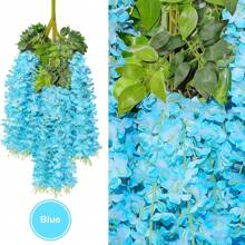 Paquetes de 12/24/36 Enredaderas artificiales de flores de glicinia colgantes de ratán y seda para decoración del hogar, fiestas, bodas, cumpleaños y graduaciones, de colores variados