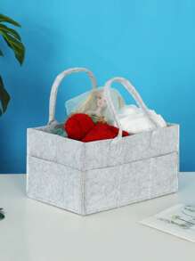 1pc Felt Diaper Caddy Baby Diaper Organizer Storage Container - Grey - View 3