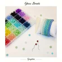 384/600/768/1200 Pcs Glass Beads For Jewelry Making, 24 Colors 8mm Crystal Beads Bracelets Making Kit, 2 Box Round Beads Suitable For Beginners - Multicolor - View 7