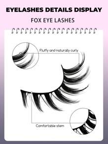 GROINNEYA 7 Pairs Cat Eye False Eyelashes, Natural Look 3D Faux Mink Soft Anime Cosplay Thick Lashes (Y04) - 黑色 - 查看 3