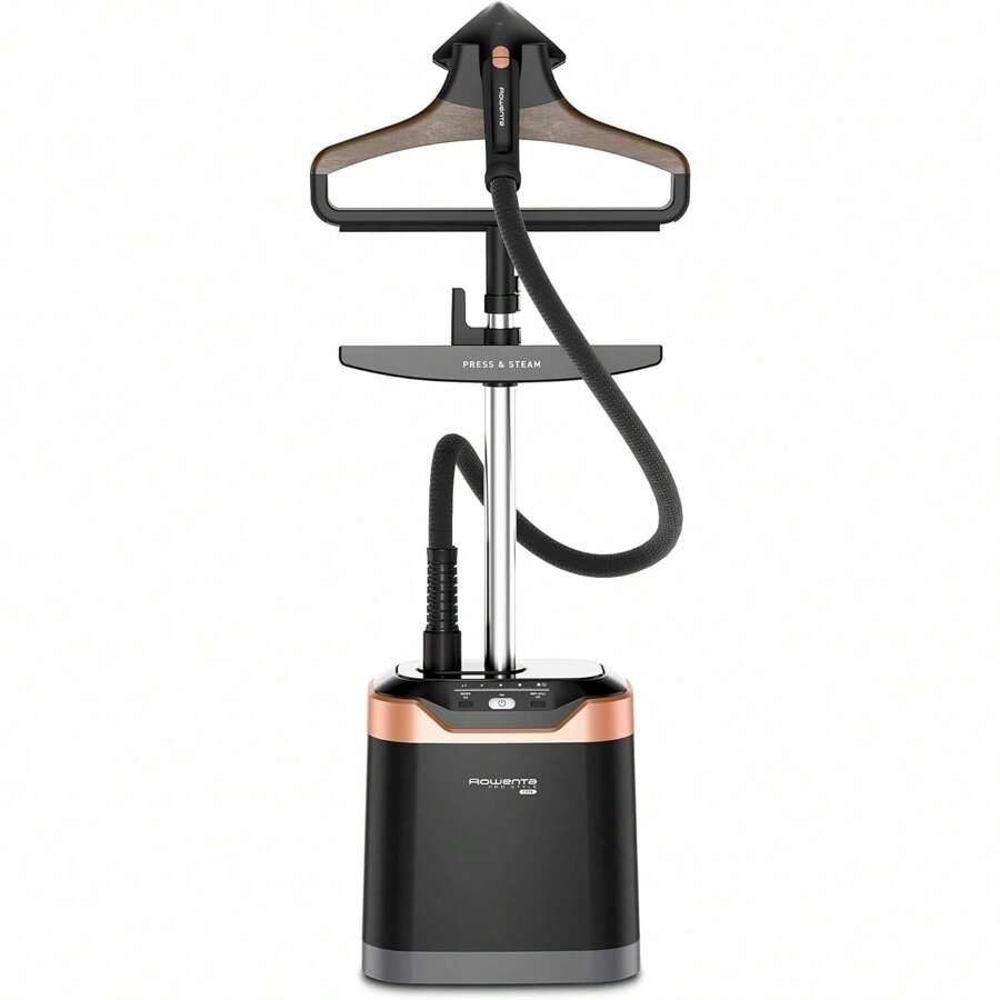 Rowenta Central de vapor para eliminar arrugas y desinfectar todo tipo de telas, no necesita tabla de planchar, gran tanque de agua 1.3L, potencia de 1700W, Color negra-cobre, Pro Style Care IS8460X1 - 1 - Ver 1