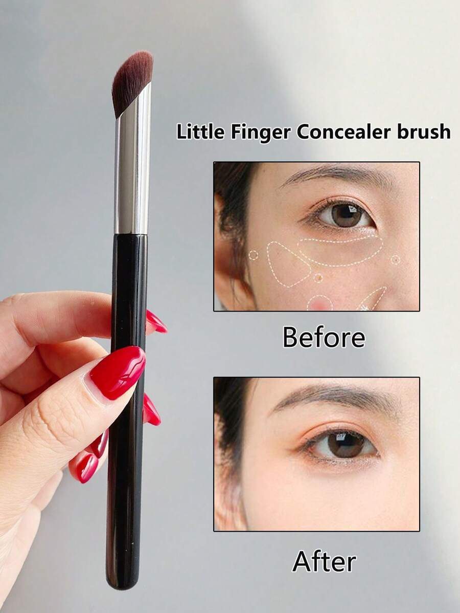 4/3/2/1支装黑色圆头遮瑕刷，不留刷痕，遮盖痘痘、痘印、黑眼圈，粉底刷、遮瑕刷、腮红刷、修容刷、腮红刷、古铜粉刷、散粉刷、粉底刷、腮红刷 - 彩色 - 查看 1