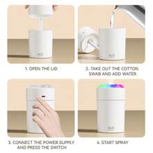 AOYI 1 pièce Mini diffuseur d'aromathérapie d'huiles essentielles et humidificateur, brume fraîche, veilleuse colorée - humidifier l'air, garder la fraîcheur et détendre le corps et l'esprit (utilisation alimentée par USB)