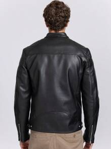 Chaqueta casual y versátil de unicolor para hombres - Negro - Ver 4