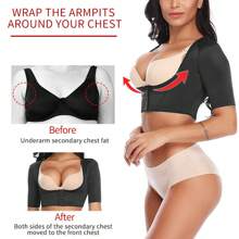 Women Upper Arm Shaper Compression Short Sleeves Tops Slimming Shapewear Body Shaper Shaping Top Underwear Undershirts - Black - View 4