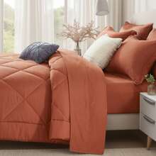 5/7 Piece Solid Color Bed Comforter Set Queen, Creative Geometric Pattern Design, Soft And Comfortable Summer Bedding Set.Bed In A Bag For All Seasons, Includes Comforter, Flat Sheet, Fitted Sheet, Pillowcases,  Ideal Gift.