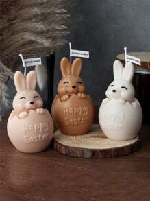 3D Cute Eggshell Rabbit Candle Silicone Mold Cartoon Creative Animal Aromatherapy Gypsum Handmade Soap Mold Resin Pinching Mold DIY Easter Gift Home Decoration Ornament