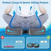 Quality Assurance CloudBliss Gel Cushion - Cooling Gel Enhanced Foam Ergonomic Cushion Long Sitting Office, Gaming, Car, Automotive, Airplane (Large, Black) XA0C - 灰色 - 查看 4