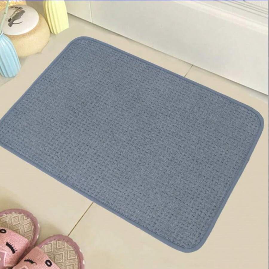 1pc 40*60/50*80cm Chenille Woven Floor Mat Non-Slip Absorbent Bathroom Mat