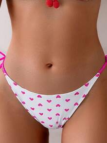 Sexy Heart & Cherry Print Halter Neck Bikini Set - Multicolor - View 4