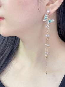 优雅流苏耳环，时尚蝴蝶装饰耳环，适合女性的礼物 - 彩色 - 查看 2