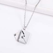 1pc Stainless Steel Envelope Pendant Necklace, Romantic Gift For Women, Suitable For Daily Wear