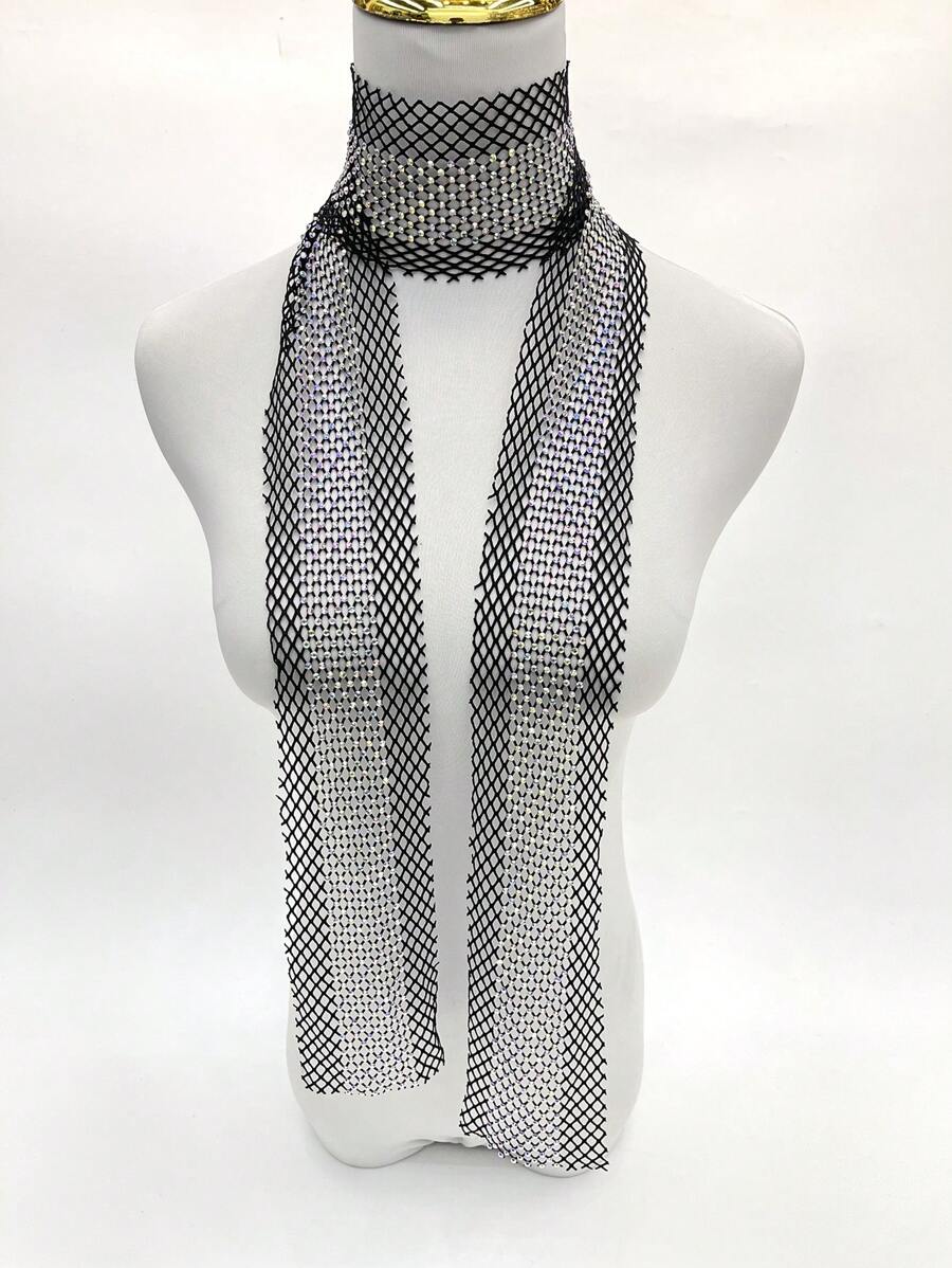 1pc Women's Accessory Diamond Decor Small Scarf, Can Be Worn With Dresses Or As Waist/Head Belt For Different Occasions