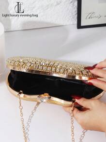 1pc Women Diamond Decor Clutch Bag, Fashion Handbag, Shoulder Bag, Luxury Custom Evening Bag, Suitable For Wedding, Party, Gathering, Banquet, Model, Birthday, Valentine's Day Gift