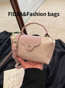 New Fashion Solid Color Minimalist PU Leather Bucket Bag, Simple And Elegant Design, Suitable For Work, Shopping, Dating, Versatile - Baby Pink - View 5