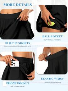 JoyGirl Women Pleated Tennis Skirt With Shorts High Waisted Golf Skort Mini Skirt Workout Skirt Athletic Skorts With Pockets - Black - View 5