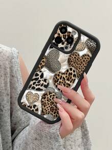 1 Piece Black Leopard & Butterfly Pattern Tempered Glass Camera Lens Protector Phone Case, Anti-Drop & Scratch Resistant, Compatible With Apple/Redmi/Infinix/Vivo/Oppo