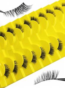 10 Pairs Half Lashes With Clear Band Cat Eye Tail Elongated Eyelashes Natural Look Wispy Faux Mink Lashes Fluffy Soft False Eyelashes Natural Makeup,Suitable For Everyday Wear, Party Wear, Valentine's Day Makeup