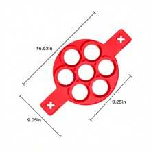 7-Hole Silicone Pancake Maker - Nonstick, Easy Clean Baking & Omelette Ring For Perfect Breakfasts - Red Kitchen Gadget - Red - View 12