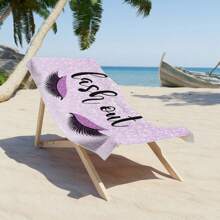1 Pc Extra Large Beach Towel, Purple Feather Design, Essential Travel & Vacation Gift, Swimming Pool Towel, Camping & Beach Necessities For Adults Summer,Holiday