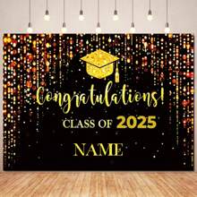 1pc Congratulations Graduate Customizable Name Multicoloured Background Decoration Congratulations Graduation Party Cake Table Decoration Banner Portrait Photography Backdrop Fabric Vinyl - Multicolor - View 14