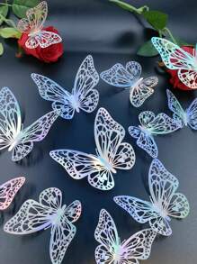 12pcs/Set 3D Hollow Butterfly Wall Stickers, Cake Decor, Wedding Decor, Home Living Room Decor Gifts Birthday Graduation Home Decor Wall Decor Bathroom Decor Bedroom Decor Room Decoration Stuff House Decor Home Decor Living Room Wall Paper Personalised Stickers School Decor School Surprise Dormitory Decor Back To School