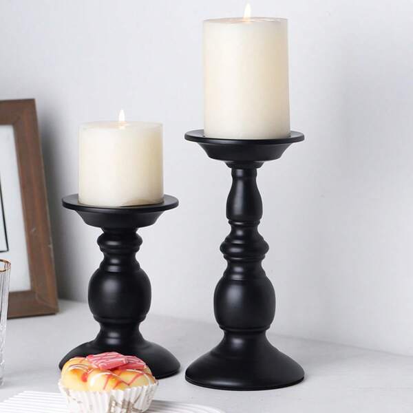 1pc Vintage-Inspired Black Iron Candle Holder - Perfect For Romantic Dinners, Weddings & Valentine's Day Decor Tabletop Lacquered Finish, No Battery Required, Fits Universal Holiday Decorations Gifts Birthday Graduation
