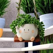 Maceta colgante con diseño de flor oscilante, maceta para plantas suculentas, artesanía para maceta de flores, para jardín, patio exterior