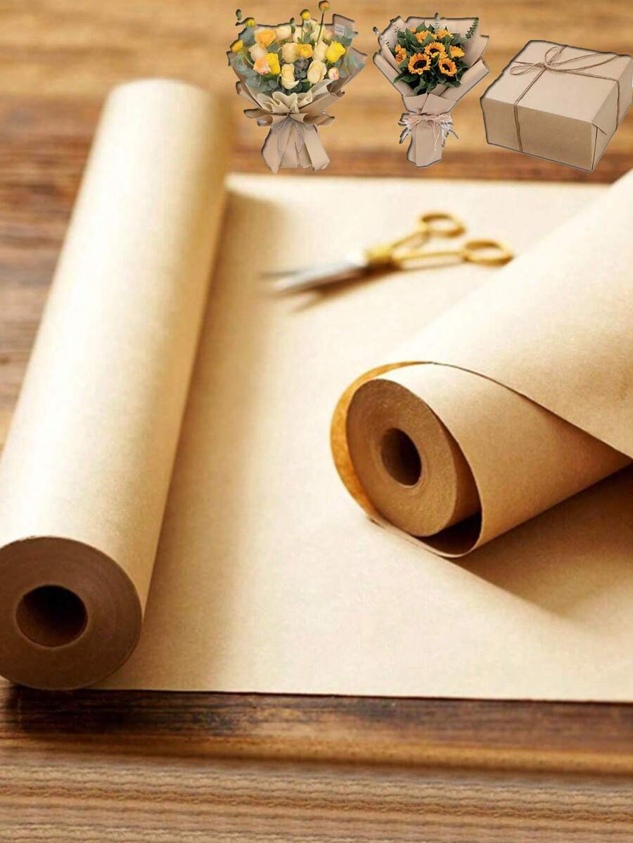 1 卷纯色礼品包装纸，鲜花包装纸牛皮纸卷，DIY 礼品包装纸，适用于生日礼物包装、工艺品、花束、海报等，生产和包装，花束包装纸用品，派对礼物婚礼礼物包装情人节 - 彩色 - 查看 1